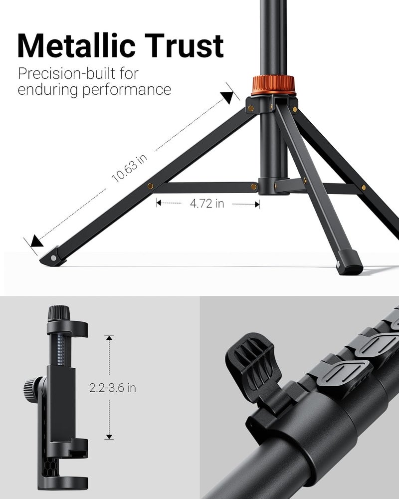 Vimose 66" Phone Tripod, Tripod for iPhone with Remote & Ultimate Phone Mount, Extendable Selfie Stick Cell Phone Tripod Stand for Video Recording, Compatible for iPhone/Android/Camera, Light Stand - Image 2